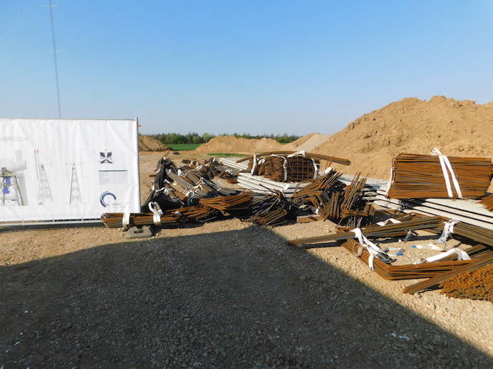 after unloading the reinforcement lies in stacks on the construction site